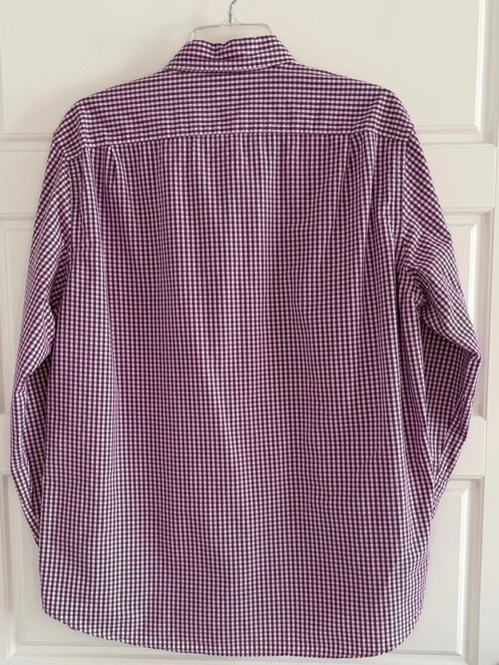 J. Crew Mens Purple White Gingham Checkered Lightweight Button Down Shirt Large